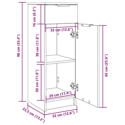 vidaXL Bathroom Cabinet Grey Sonoma 32x34x90 cm Engineered Wood