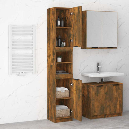 vidaXL Bathroom Cabinet Smoked Oak 32x34x188,5 cm Engineered Wood