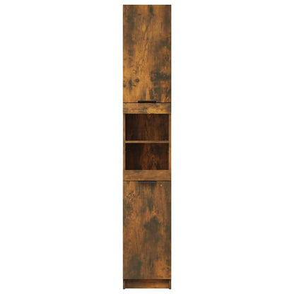 vidaXL Bathroom Cabinet Smoked Oak 32x34x188,5 cm Engineered Wood
