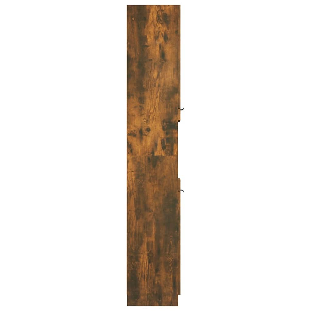 vidaXL Bathroom Cabinet Smoked Oak 32x34x188.5 cm Engineered Wood