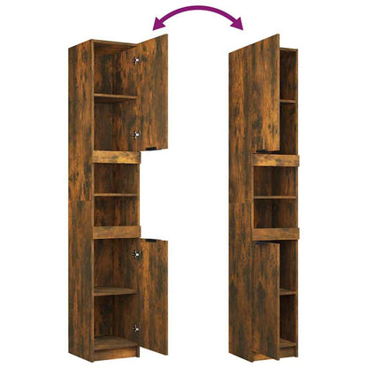 vidaXL Bathroom Cabinet Smoked Oak 32x34x188,5 cm Engineered Wood