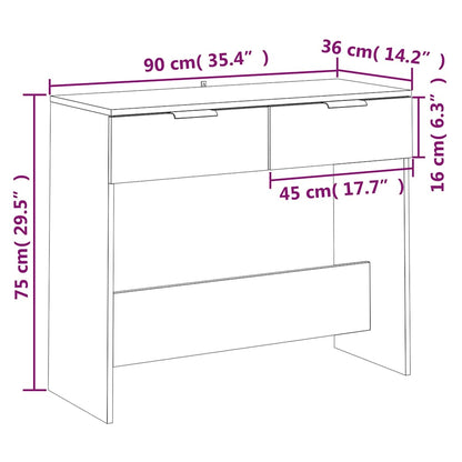 vidaXL Console Table Smoked Oak 90x36x75 cm Engineered Wood