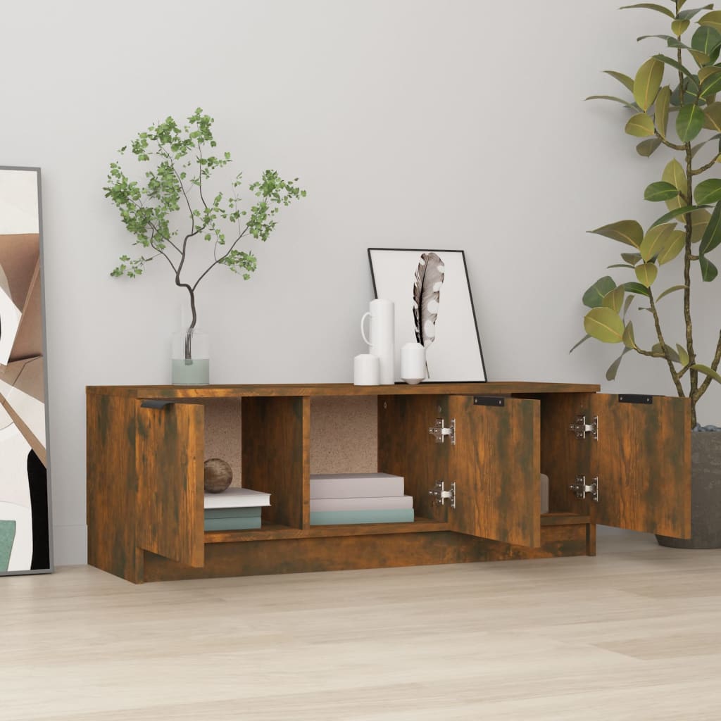 vidaXL TV Cabinet Smoked Oak 102x35x36.5 cm Engineered Wood