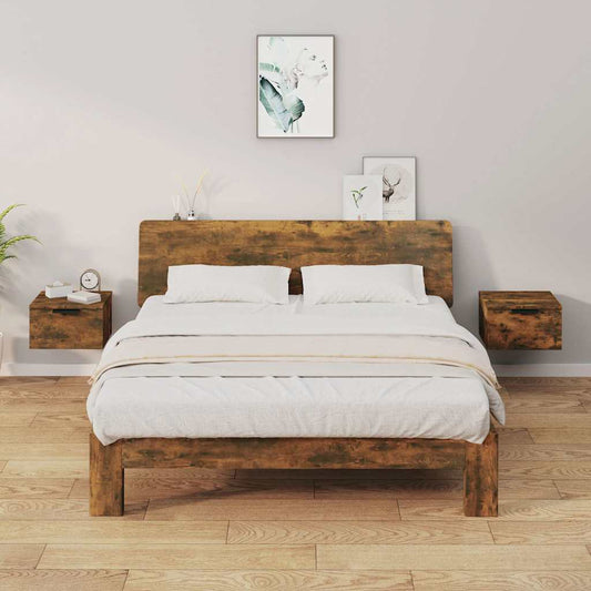 vidaXL Wall-mounted Bedside Cabinets 2 pcs Smoked Oak 34x30x20 cm