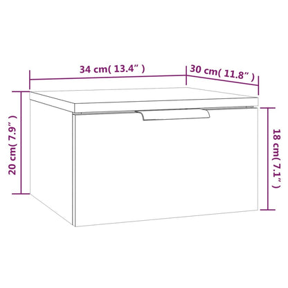 vidaXL Wall-mounted Bedside Cabinet Grey Sonoma 34x30x20 cm