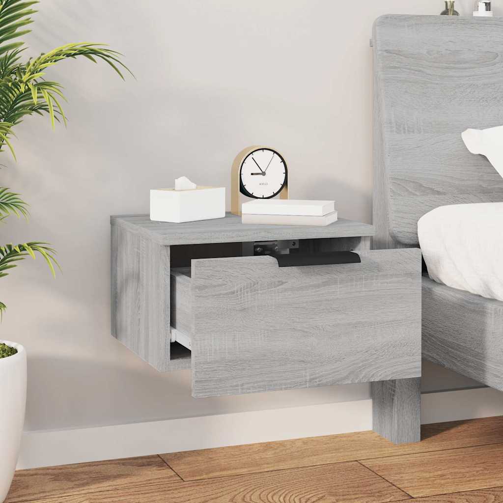 vidaXL Wall-mounted Bedside Cabinets 2 pcs Grey Sonoma 34x30x20 cm