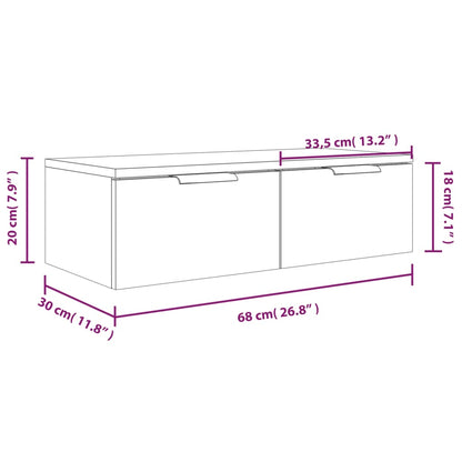 vidaXL Wall Cabinet Grey Sonoma 68x30x20 cm Engineered Wood