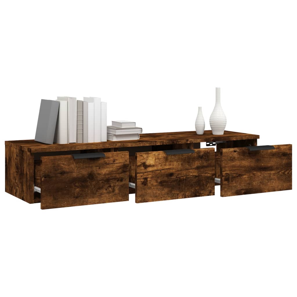 vidaXL Wall Cabinet Smoked Oak 102x30x20 cm Engineered Wood