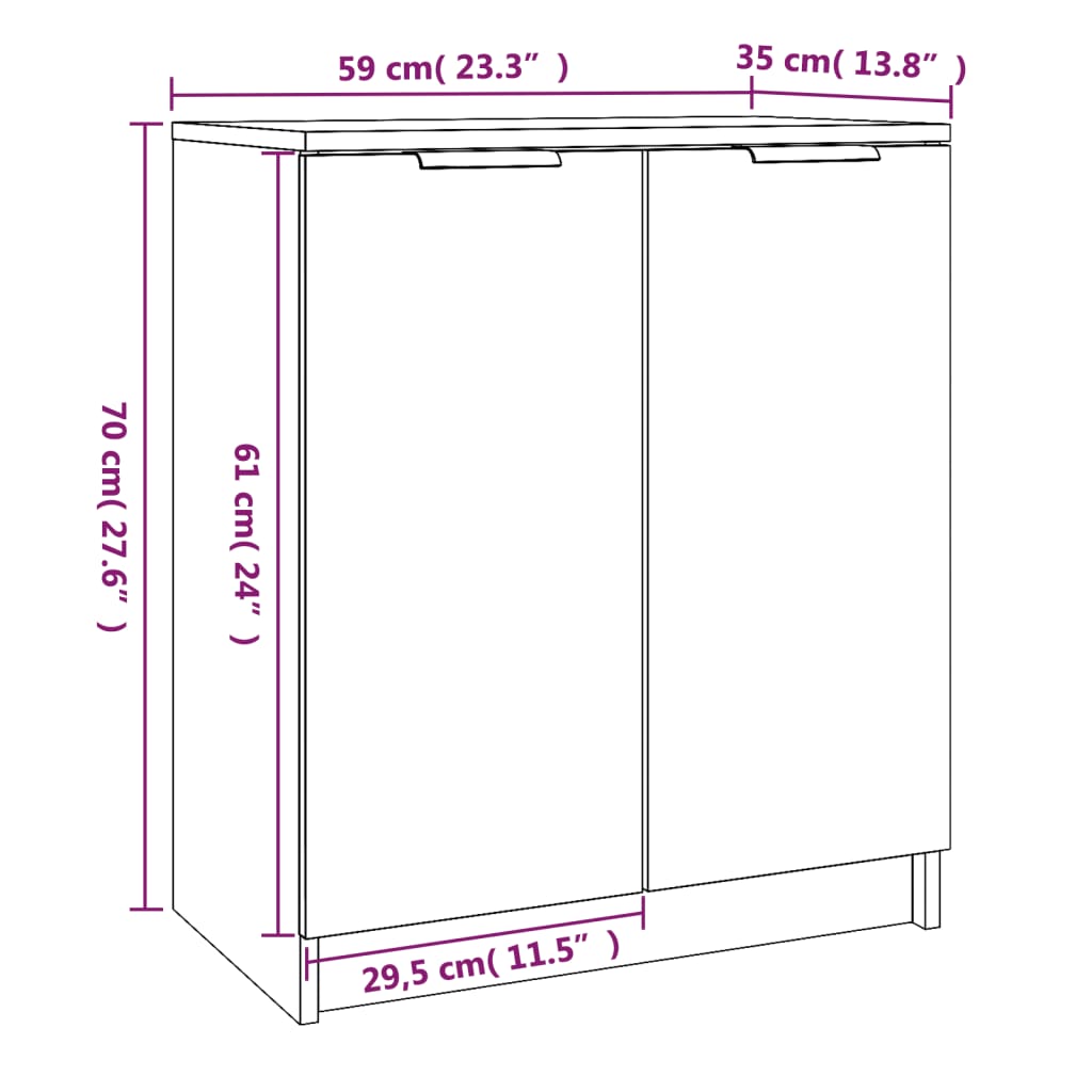 vidaXL Shoe Cabinet Smoked Oak 59x35x70 cm Engineered Wood