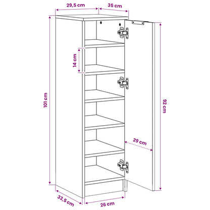 vidaXL Shoe Cabinet Smoked Oak 30x35x100 cm Engineered Wood