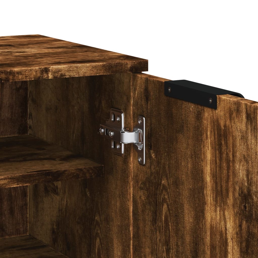 vidaXL Shoe Cabinet Smoked Oak 59x35x100 cm Engineered Wood