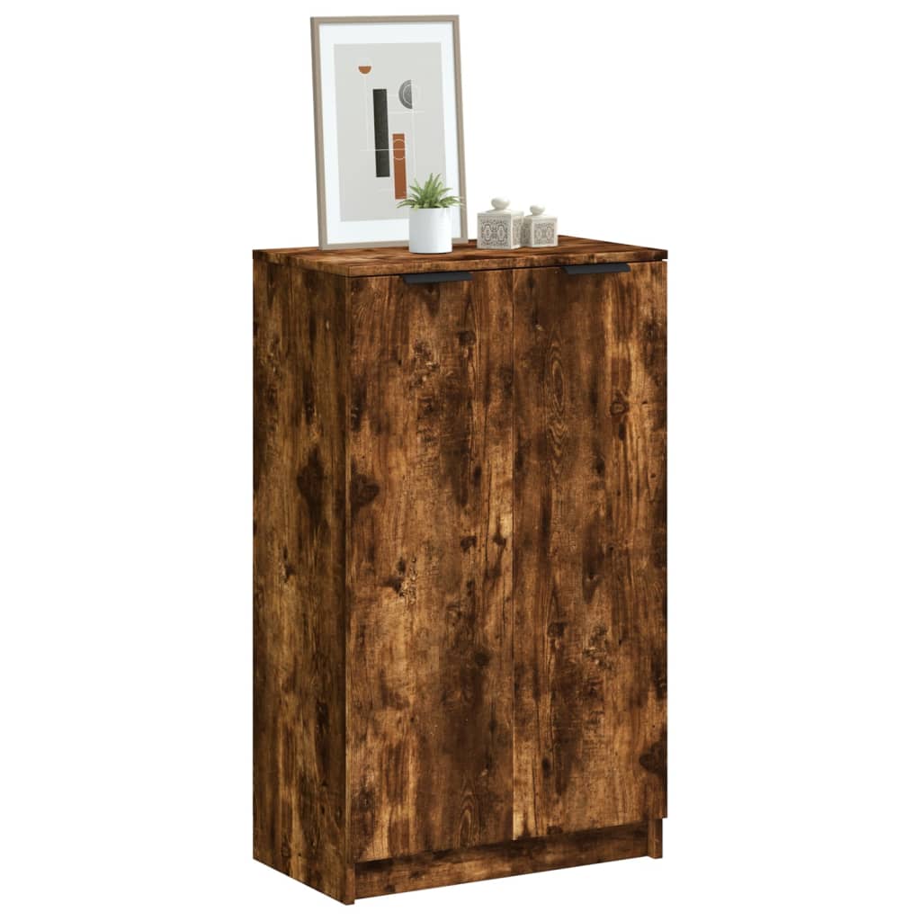vidaXL Shoe Cabinet Smoked Oak 59x35x100 cm Engineered Wood