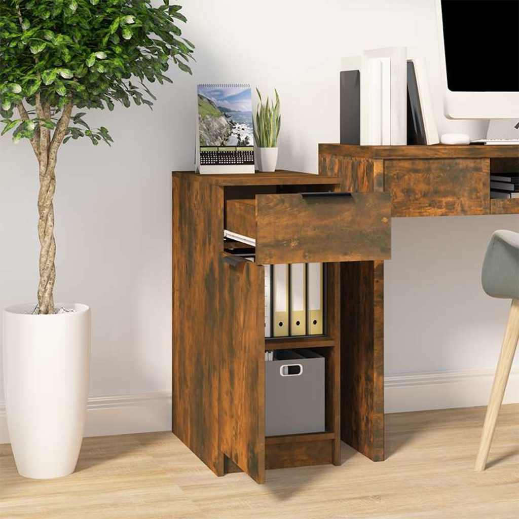 vidaXL Desk Cabinet Smoked Oak 33,5x50x75 cm Engineered Wood