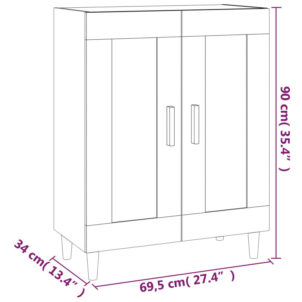 vidaXL Sideboard Smoked Oak 69.5x34x90 cm Engineered Wood