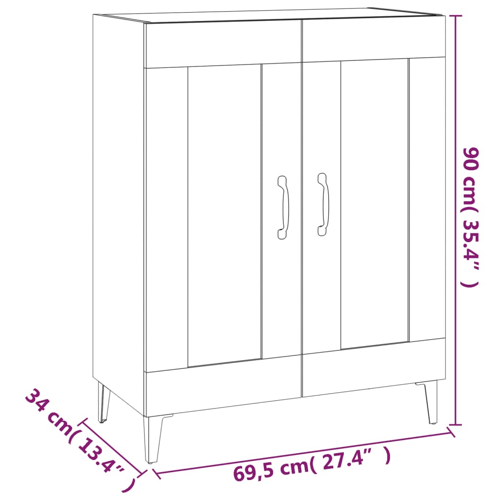 vidaXL Sideboard Grey Sonoma 69.5x34x90 cm Engineered Wood