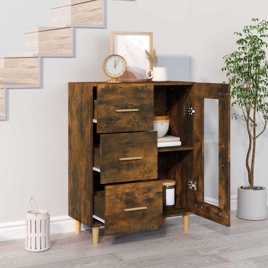 vidaXL Sideboard Smoked Oak 69,5x34x90 cm Engineered Wood