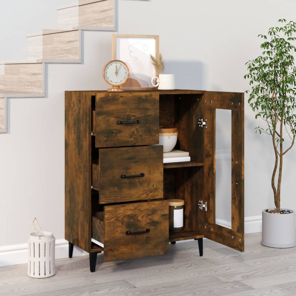 vidaXL Sideboard Smoked Oak 69.5x34x90 cm Engineered Wood