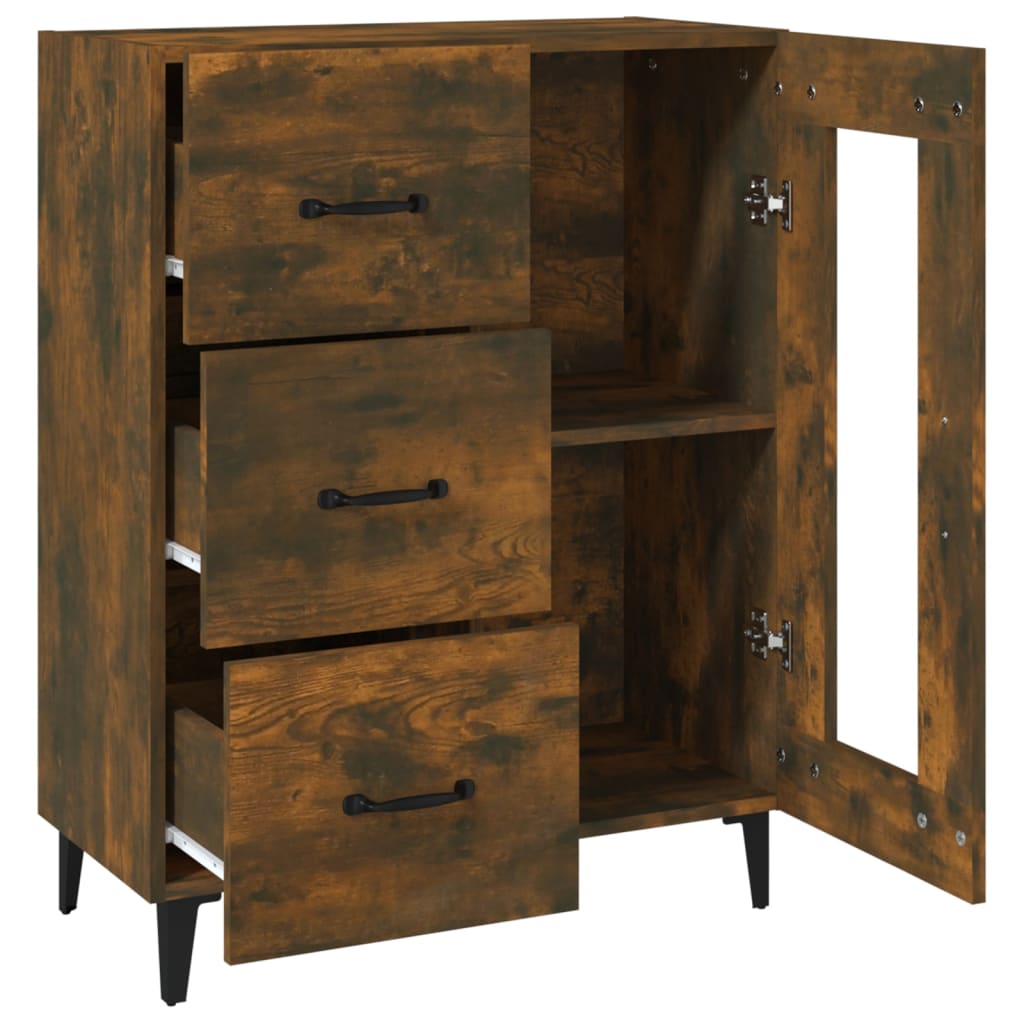 vidaXL Sideboard Smoked Oak 69.5x34x90 cm Engineered Wood