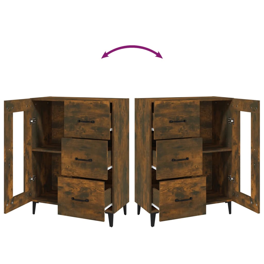 vidaXL Sideboard Smoked Oak 69.5x34x90 cm Engineered Wood