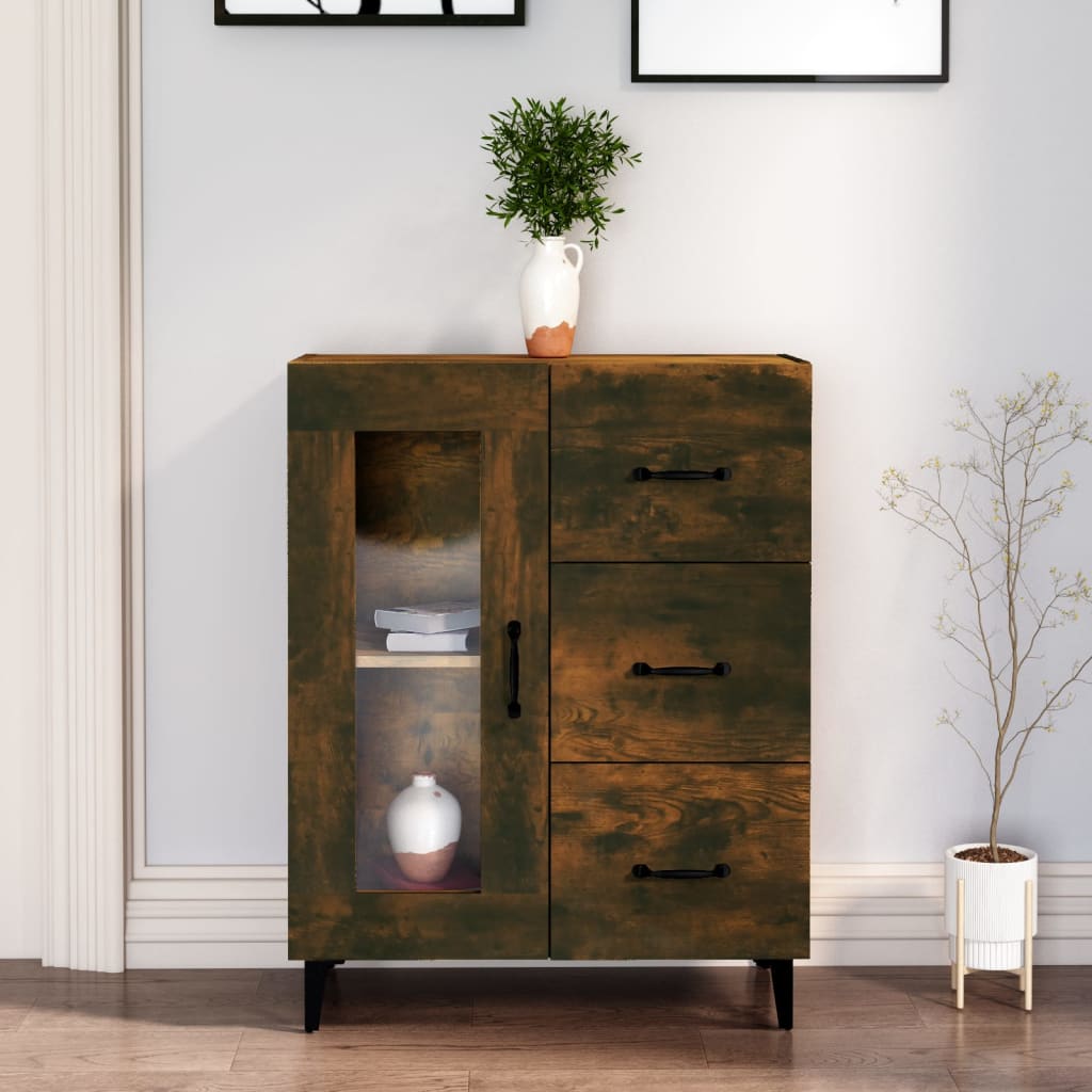 vidaXL Sideboard Smoked Oak 69.5x34x90 cm Engineered Wood