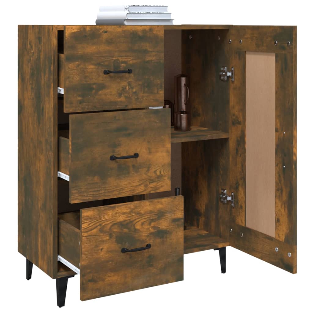 vidaXL Sideboard Smoked Oak 69.5x34x90 cm Engineered Wood