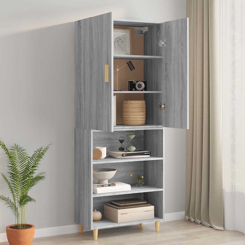 vidaXL Hanging Wall Cabinet Grey Sonoma 69,5x34x90 cm