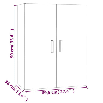vidaXL Hanging Wall Cabinet Grey Sonoma 69,5x34x90 cm