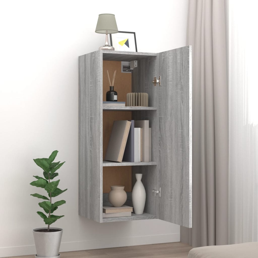 vidaXL Wall Cabinet Grey Sonoma 34.5x34x90 cm Engineered Wood