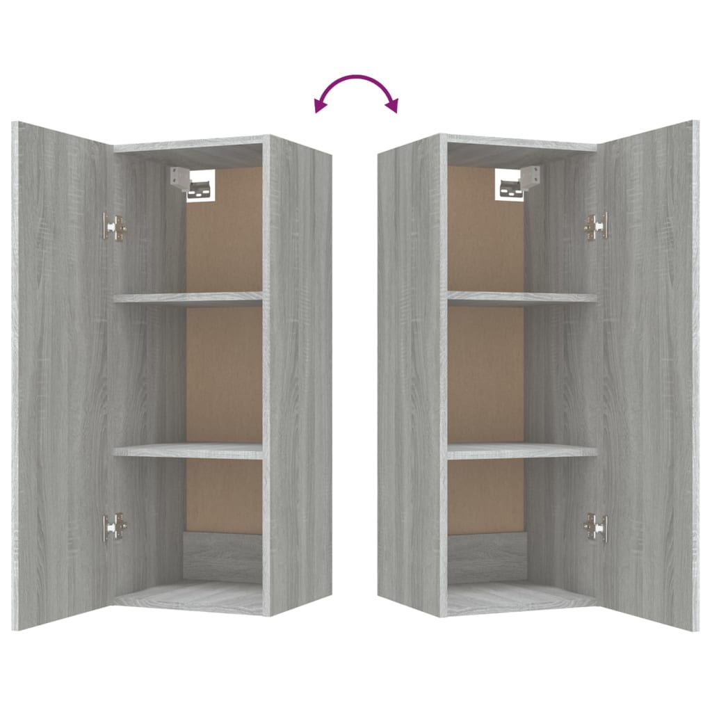 vidaXL Wall Cabinet Grey Sonoma 34.5x34x90 cm Engineered Wood