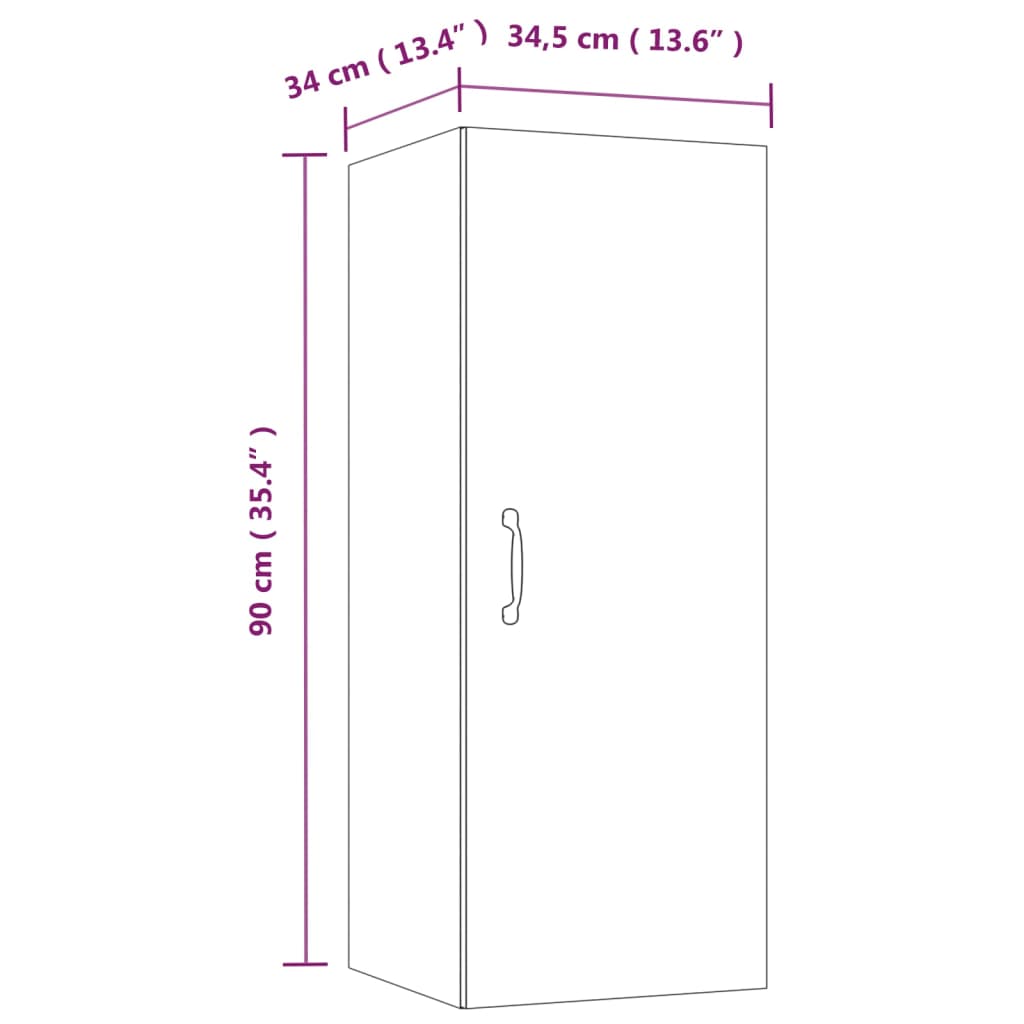 vidaXL Wall Cabinet Grey Sonoma 34.5x34x90 cm Engineered Wood