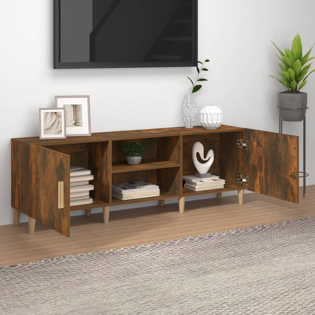vidaXL TV Cabinet Smoked Oak 150x30x50 cm Engineered Wood