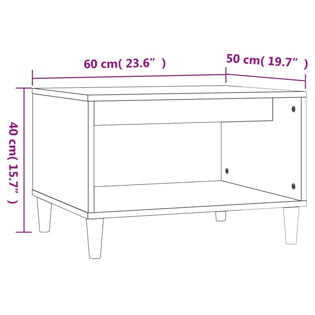 vidaXL Coffee Table Brown Oak 60x50x40 cm Engineered Wood