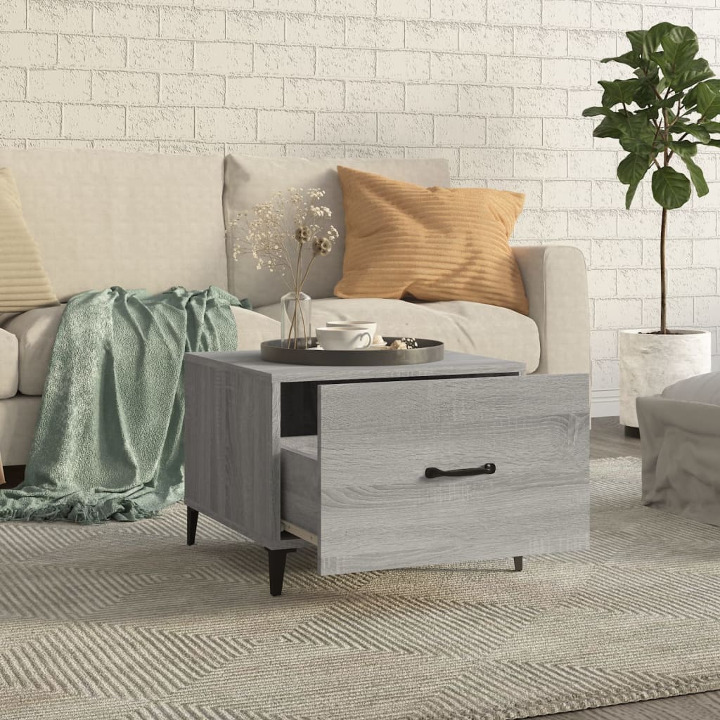 vidaXL Coffee Table with Metal Legs Grey Sonoma 50x50x40 cm