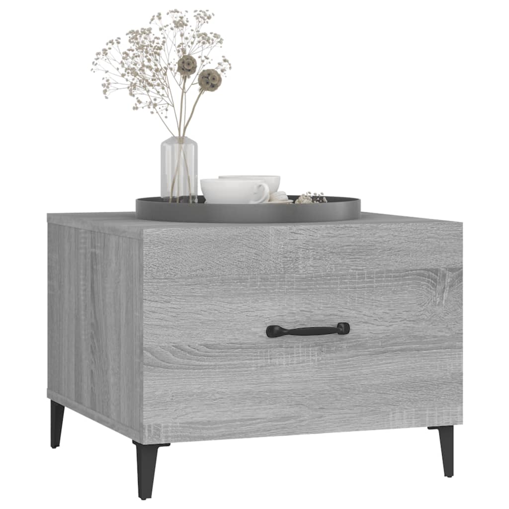 vidaXL Coffee Table with Metal Legs Grey Sonoma 50x50x40 cm