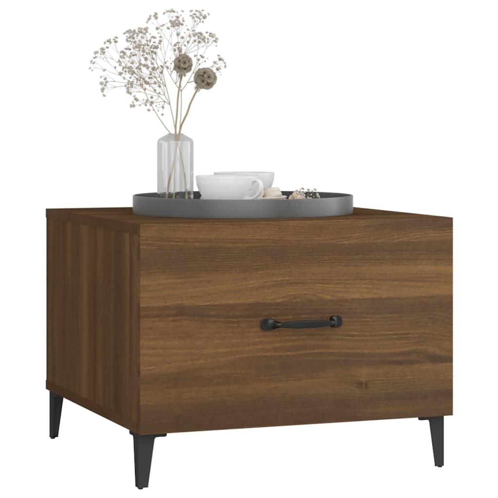 vidaXL Coffee Table with Metal Legs Brown Oak 50x50x40 cm
