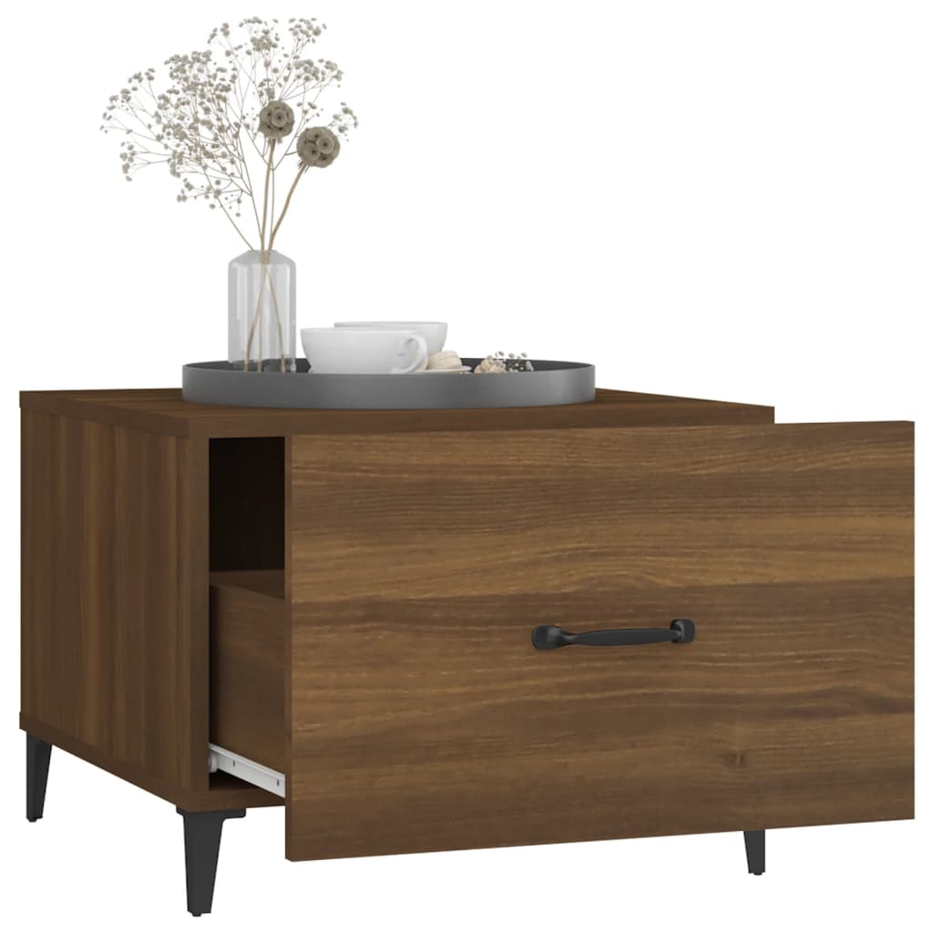 vidaXL Coffee Table with Metal Legs Brown Oak 50x50x40 cm