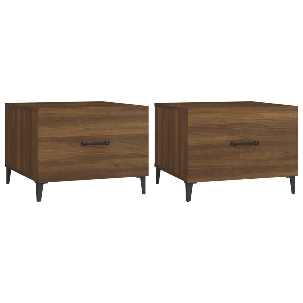 vidaXL Coffee Tables with Metal Legs 2 pcs Brown Oak 50x50x40 cm