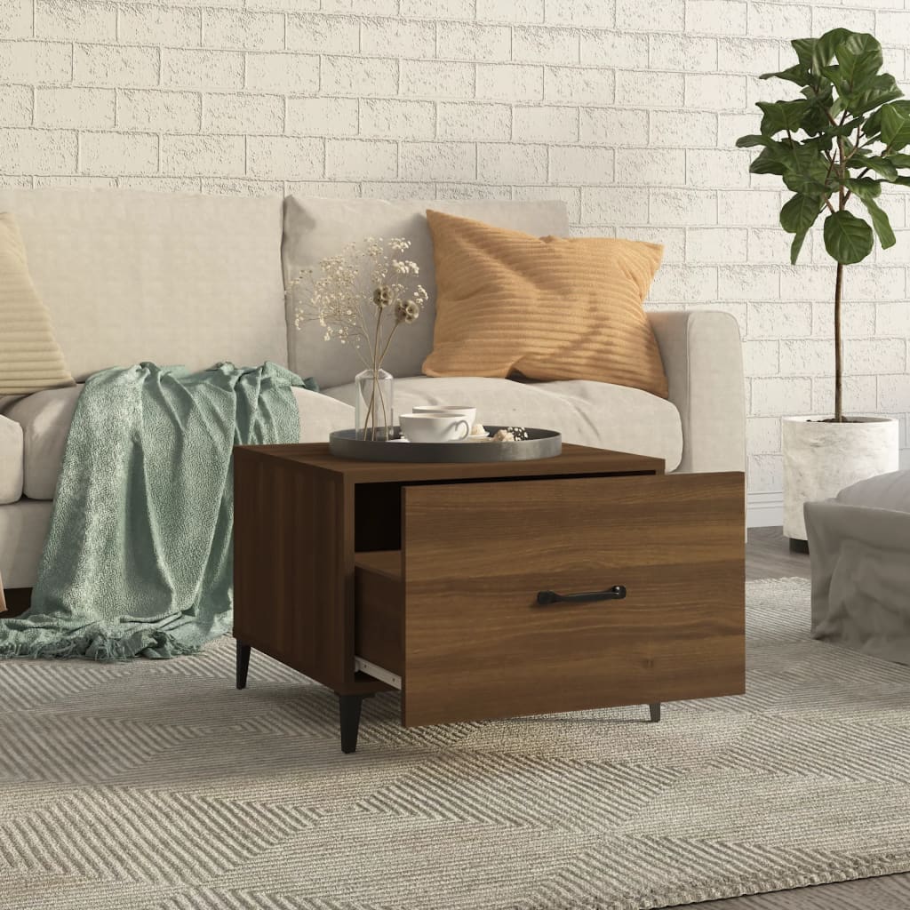 vidaXL Coffee Tables with Metal Legs 2 pcs Brown Oak 50x50x40 cm
