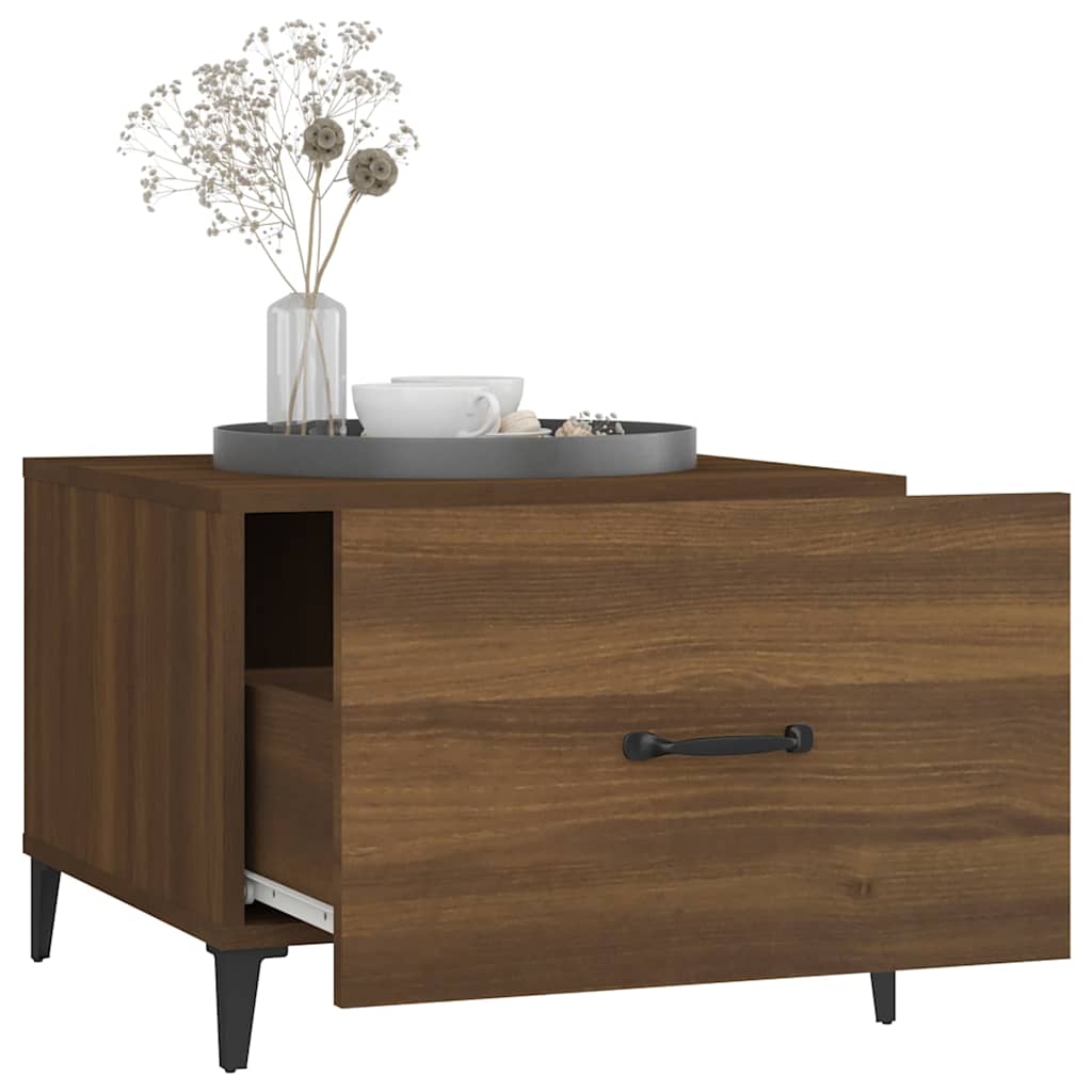vidaXL Coffee Tables with Metal Legs 2 pcs Brown Oak 50x50x40 cm