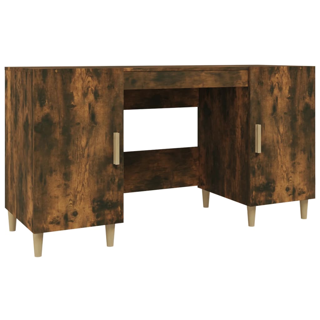 vidaXL Desk Smoked Oak 140x50x75 cm Engineered Wood