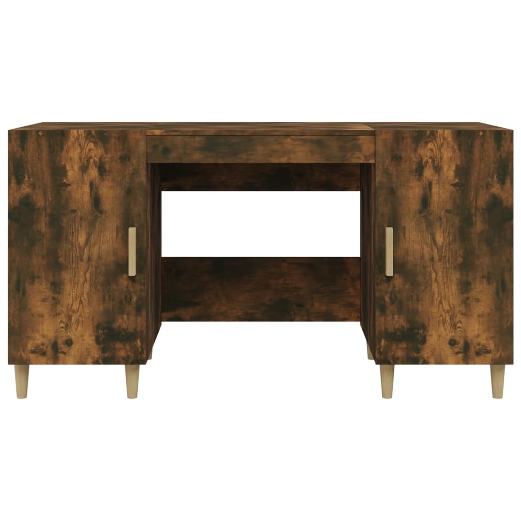 vidaXL Desk Smoked Oak 140x50x75 cm Engineered Wood