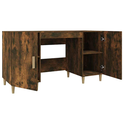 817549 vidaXL Desk Smoked Oak 140x50x75 cm Engineered Wood