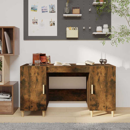 817549 vidaXL Desk Smoked Oak 140x50x75 cm Engineered Wood