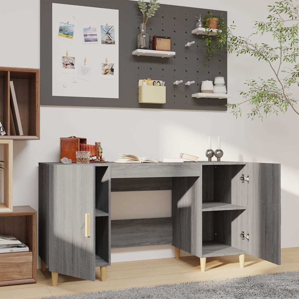 vidaXL Desk Grey Sonoma 140x50x75 cm Engineered Wood