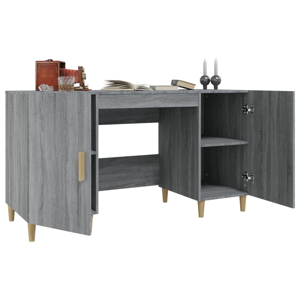 vidaXL Desk Grey Sonoma 140x50x75 cm Engineered Wood