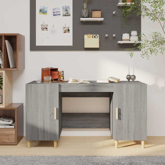 vidaXL Desk Grey Sonoma 140x50x75 cm Engineered Wood