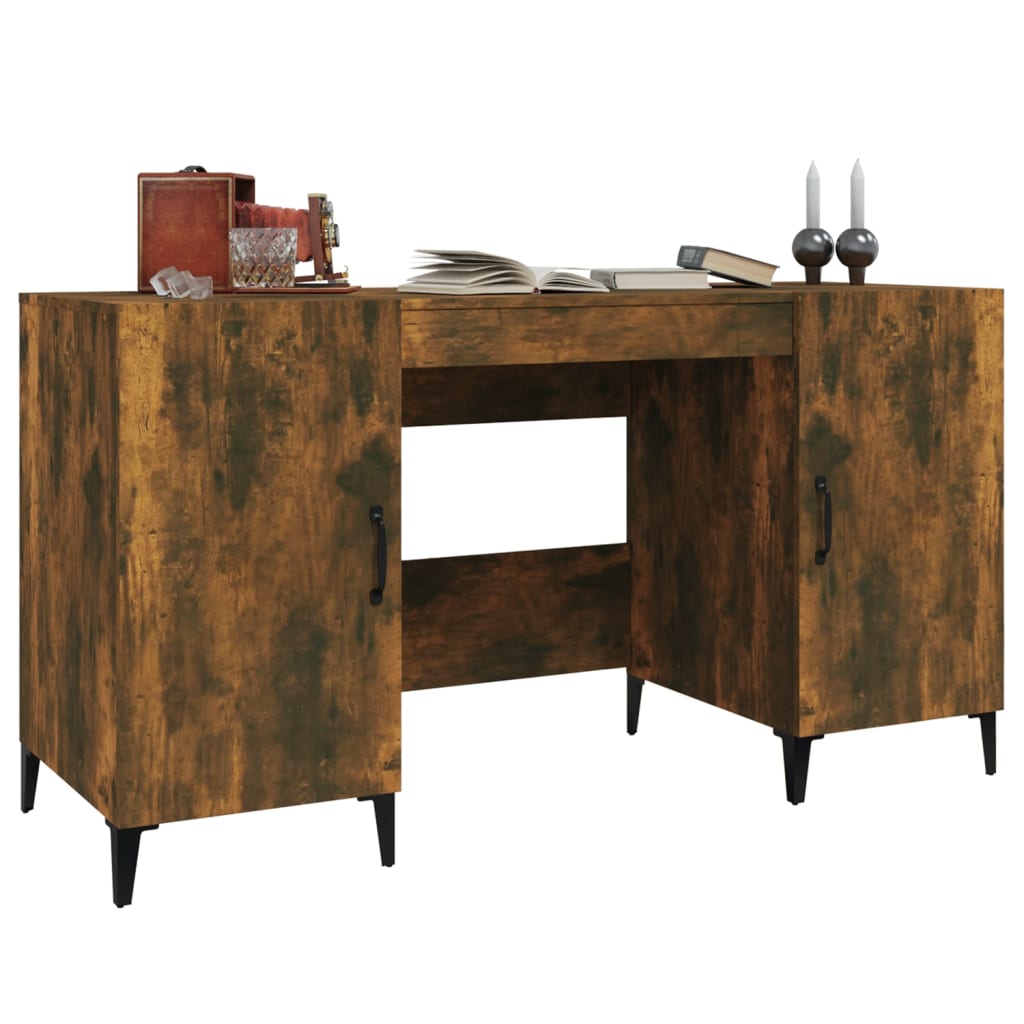vidaXL Desk Smoked Oak 140x50x75 cm Engineered Wood