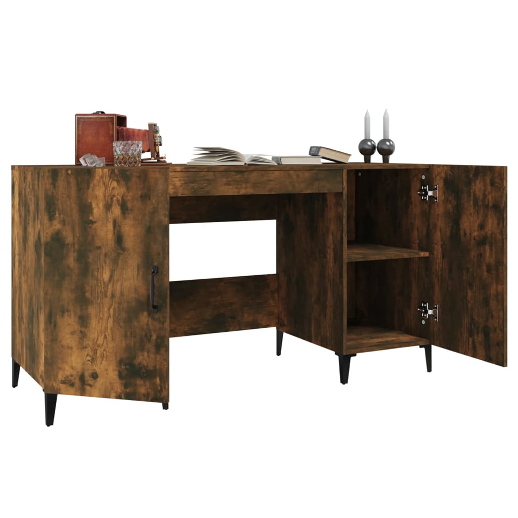 vidaXL Desk Smoked Oak 140x50x75 cm Engineered Wood