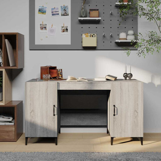 817553 vidaXL Desk Grey Sonoma 140x50x75 cm Engineered Wood