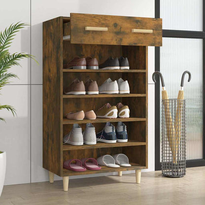 817555 vidaXL Shoe Cabinet Smoked Oak 60x35x105 cm Engineered Wood